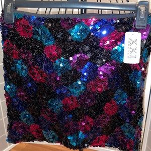 Rainbow Sequin Mini Skirt